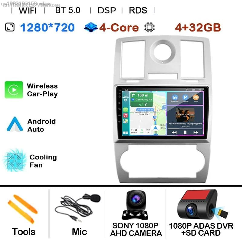 Android 14 For Chrysler 300/300C 2004-2011 Car Radio Stereo Wifi Navi Multimedia Video Player Autoradio 2Din 9in GPS Navi Maps