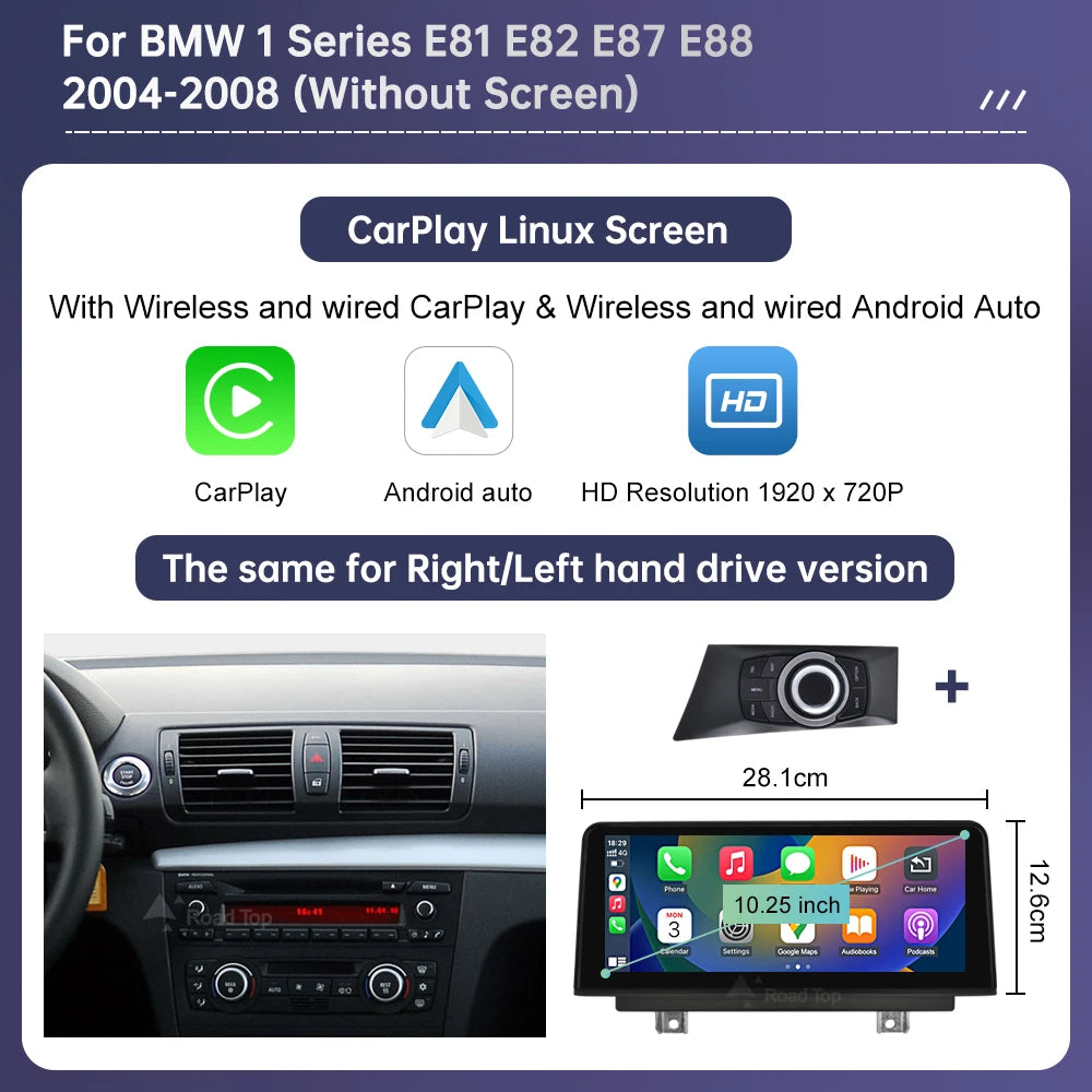 Wireless CarPlay Android Auto Car Multimedia Screen For BMW 1 Series E81 E82 E87 E88 CCC CIC System Touch Display Car Radio