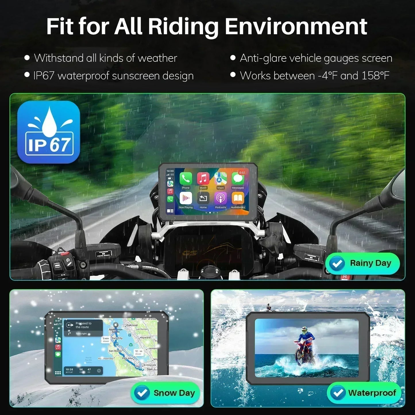 7 Inch GPS Motoplay for BMW Motorcycles Navigation Carpuride Mota BMW Navigator Carplay Screen Motorcycle Waterproof Display