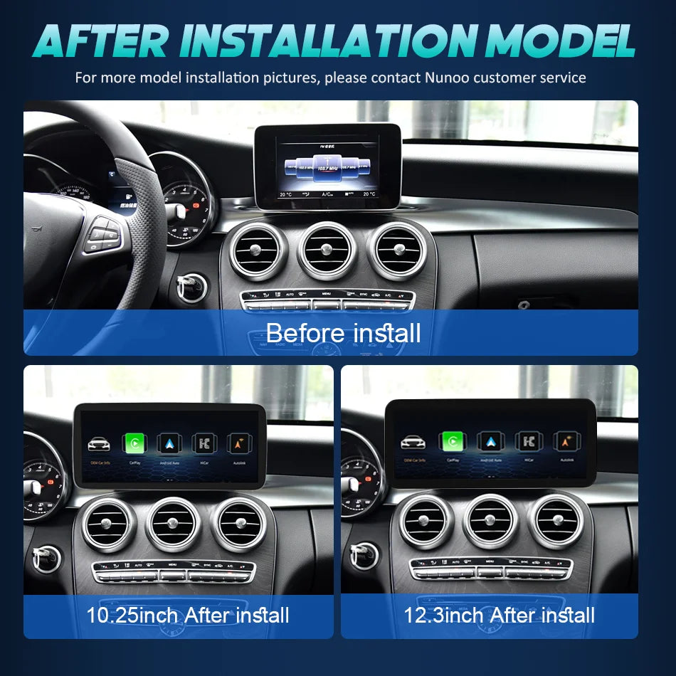 NUNOO Linux Car Radio Wireless Carplay For Mercedes Benz C Class W205 GLC V Class W447 2015-2019 GPS Auto Multimedia Player Navi