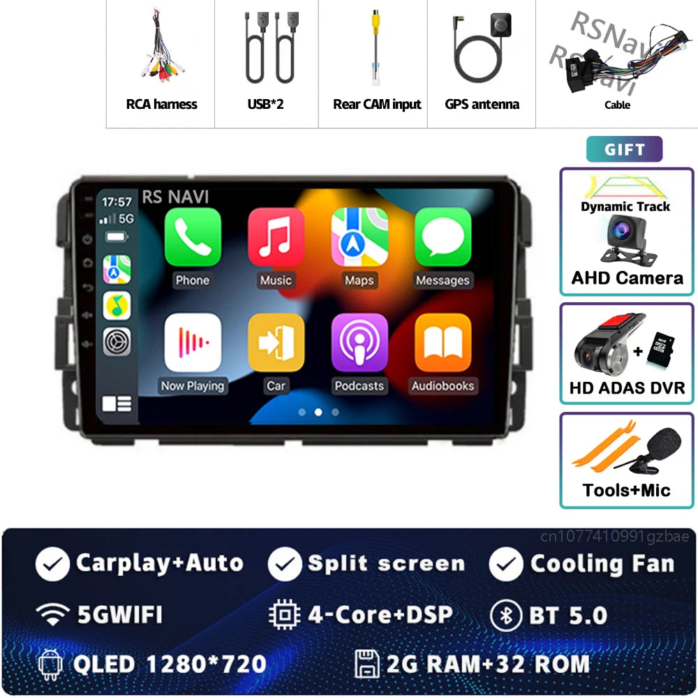 Android 14 Carplay Car Radio for Chevrolet Silverado Impala GMC Yukon Acadia Sierra Multimedia Video Player Navigation Stereo BT
