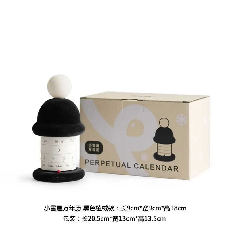 Small Snow House Perpetual Calendar Study Christmas Gift Niche High-end Ornaments Home Decor Christmas Decoration Kawaii Decor