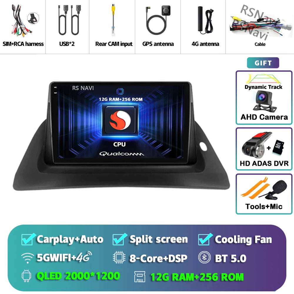 Android 14 Carplay Car Radio For Renault Kangoo 2009 2012 2015 2016 2017 2018 Multimedia Video Player Navigation Stereo 2din DSP