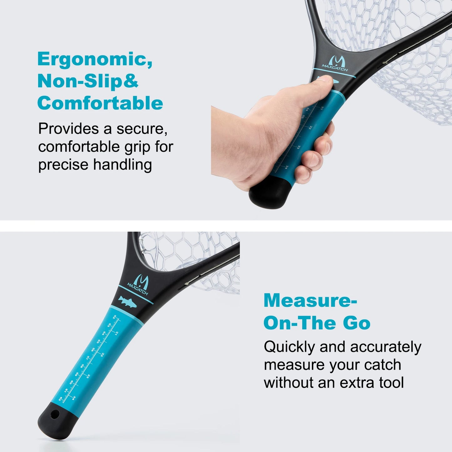 Maximumcatch Fly Fishing Landing Net Solid Carbon Fiber Frame Nomad Hand Strong & Light Clear Rubber Net