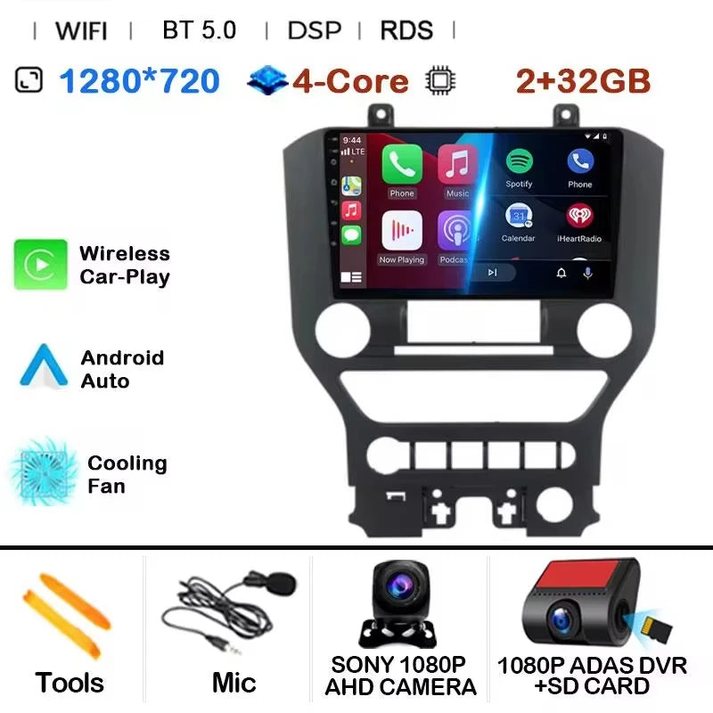 Android 14 9'' Car Radio For Ford Mustang 6 VI S550 2014 - 2021 Auto Carplay Multimedia Vedio player Navigation GPS 4G WIFI GPS