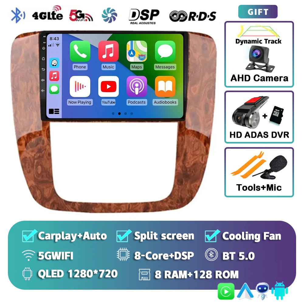 Android 14 Car Radio For GMC Yukon Chevrolet Tahoe Suburban 2008-2012 Carplay Multimedia Video Player Navigation Stereo 2 Din BT