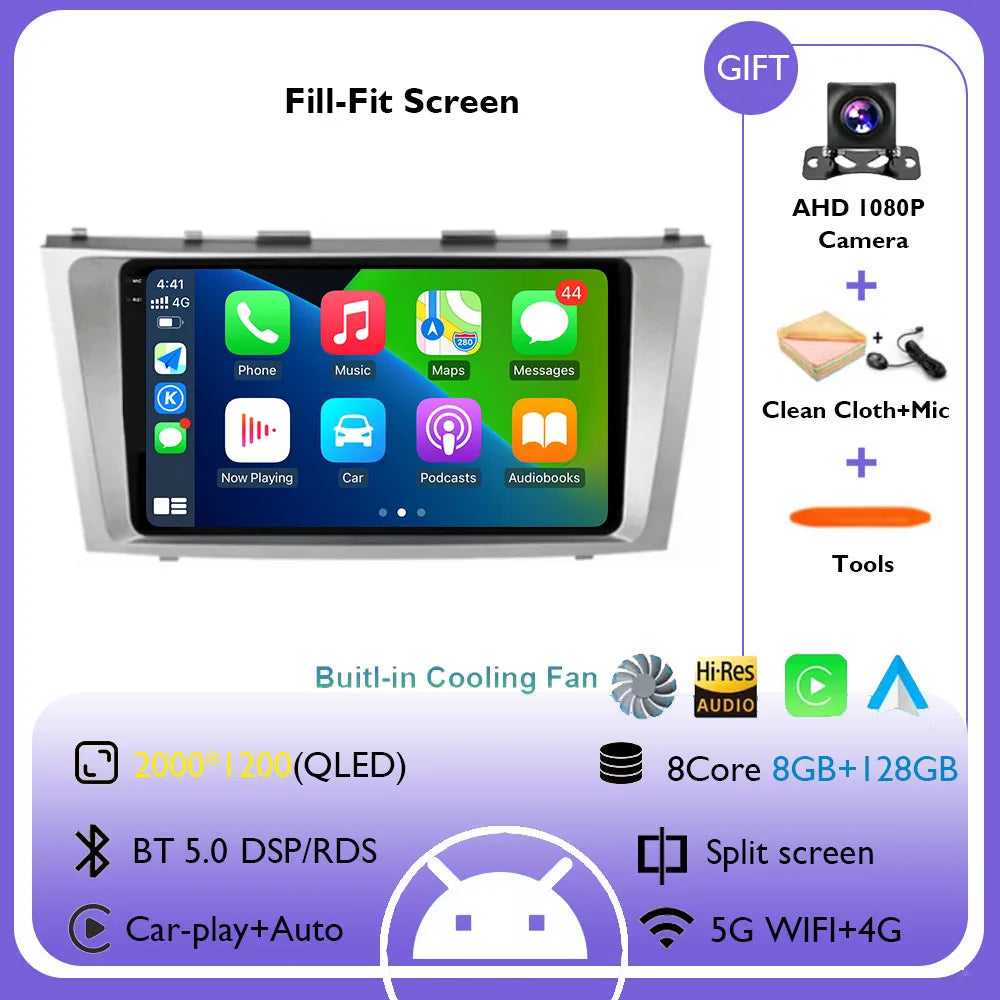 Android 14 Multimedia Player For Toyota Camry XV40 2005 - 2011 Wireless Carplay Auto Radio Car Radio 4G Navigation GPS RDS DSP