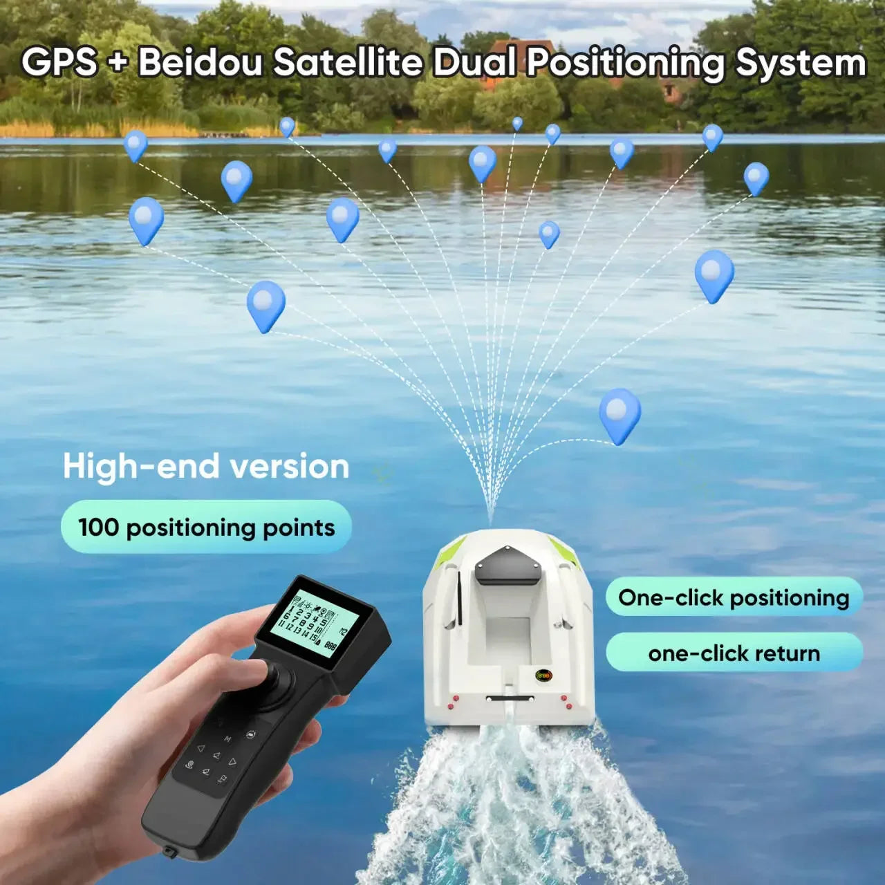 12V High-speed GPS Rc Bait Boat 99 Positioning Points Nest Making Boat Night Fishing Trawl Decoupling Sonar Detection Carp Boat