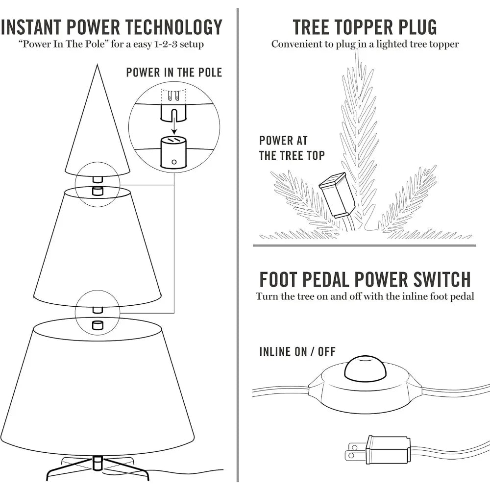 Plucked Natural Pine Pre Installed Lights Artificial Christmas Tree, 7.5 Feet, Transparent White Light