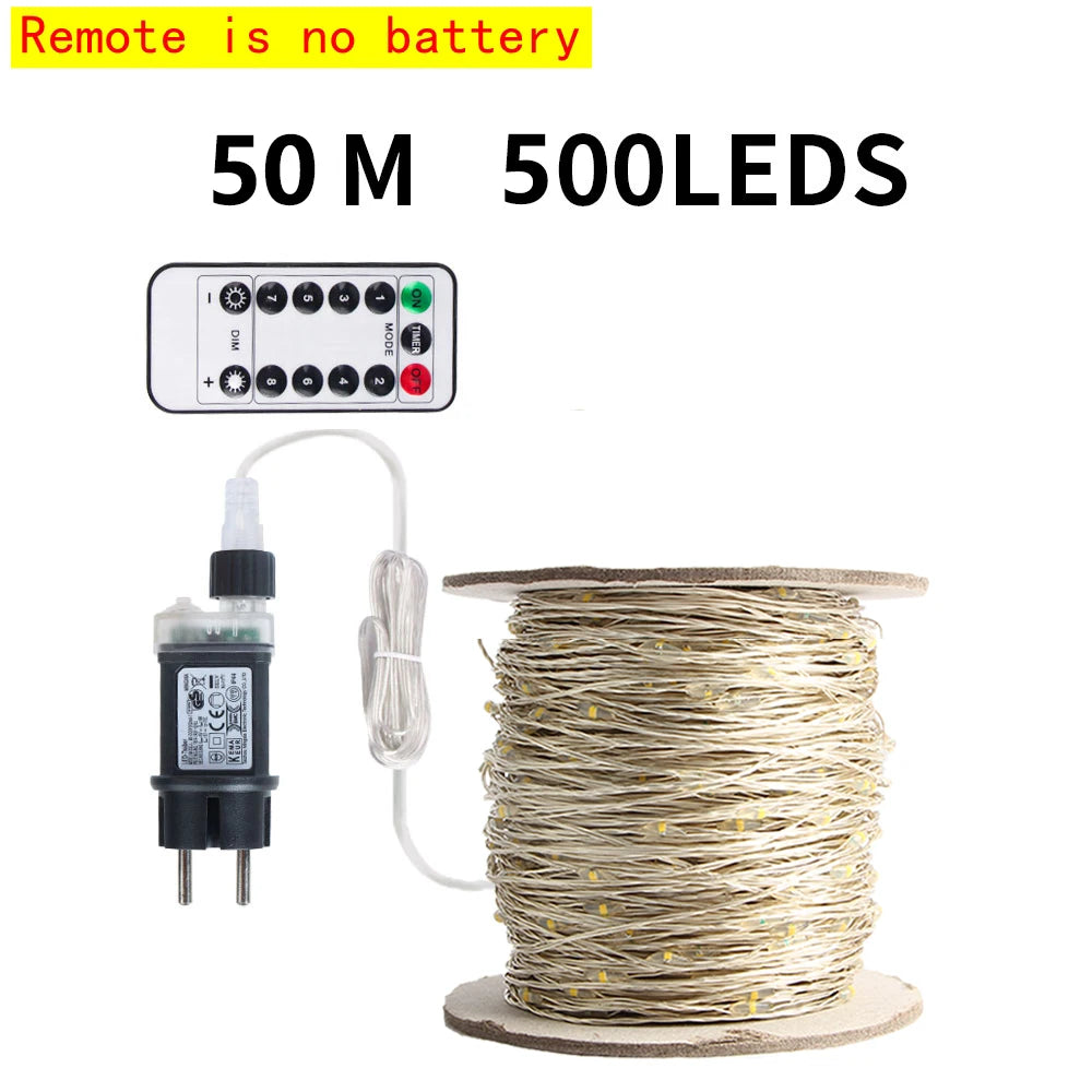 10M-200M LED String Lights Street Fairy Lights Christmas Lights Tree Garland For Outdoor Home Party New Year Wedding Decoration