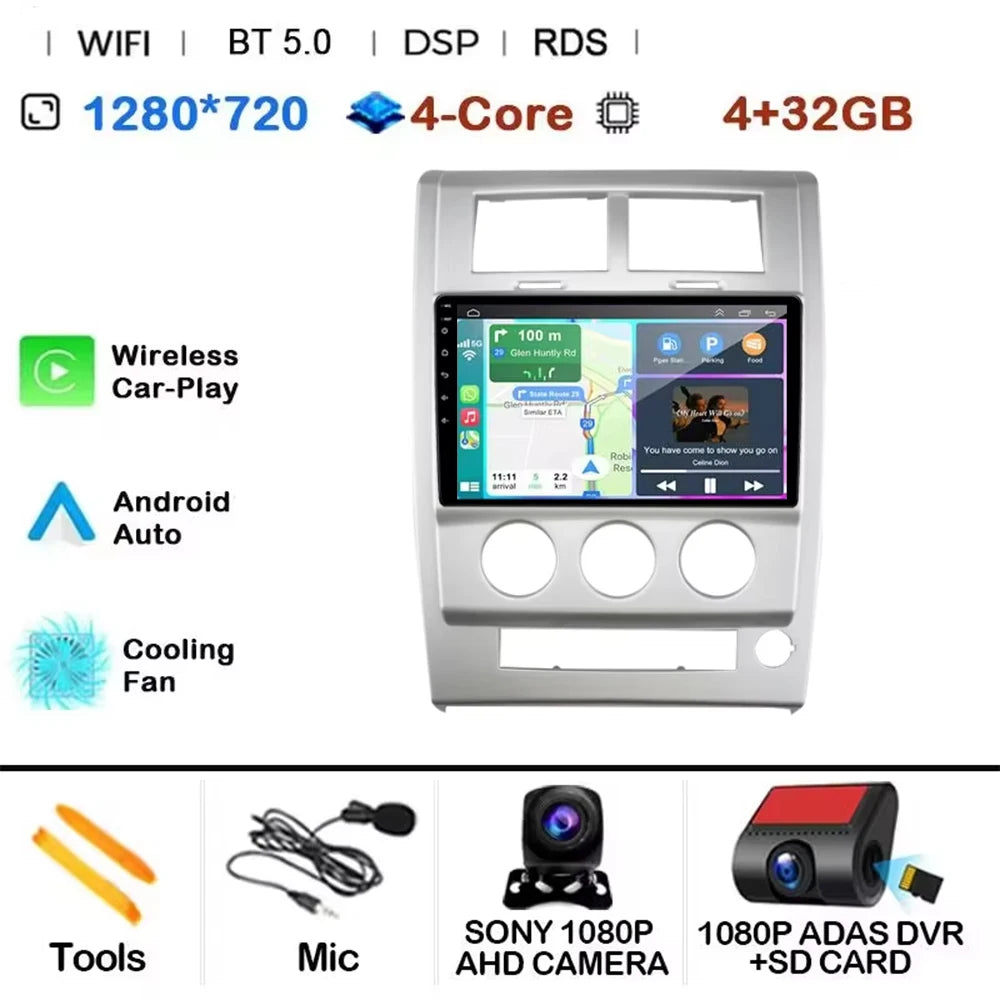Android 14 Carplay+Auto For Jeep Cherokee KK Liberty 2007 - 2012 Car Radio Multimedia Video Player Navigation GPS 4G Autoradio