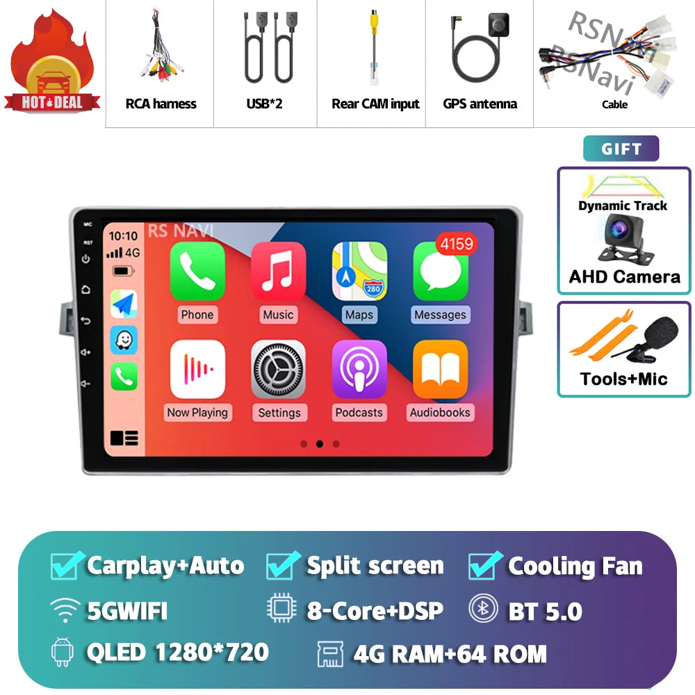 Android 14 Car radio Navigation Multimedia Player For Toyota Verso 2010 2011 2012 2013 2014 2015 2016 Carplay Auto Stereo video