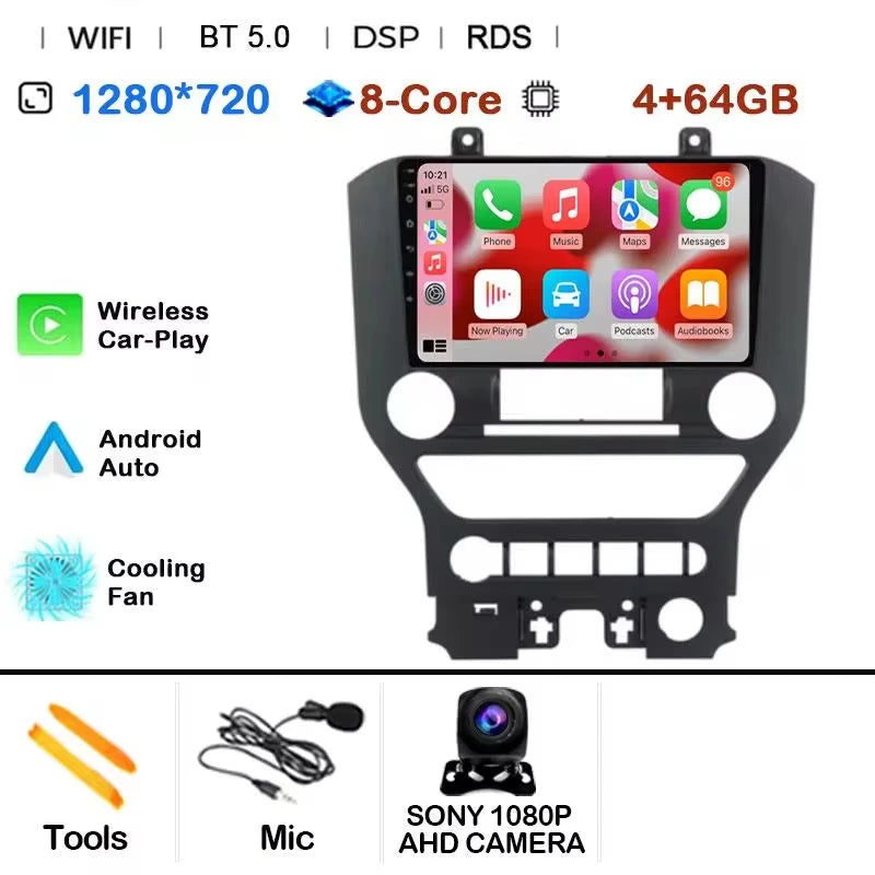 Android 14 9'' Car Radio For Ford Mustang 6 VI S550 2014 - 2021 Auto Carplay Multimedia Vedio player Navigation GPS 4G WIFI GPS