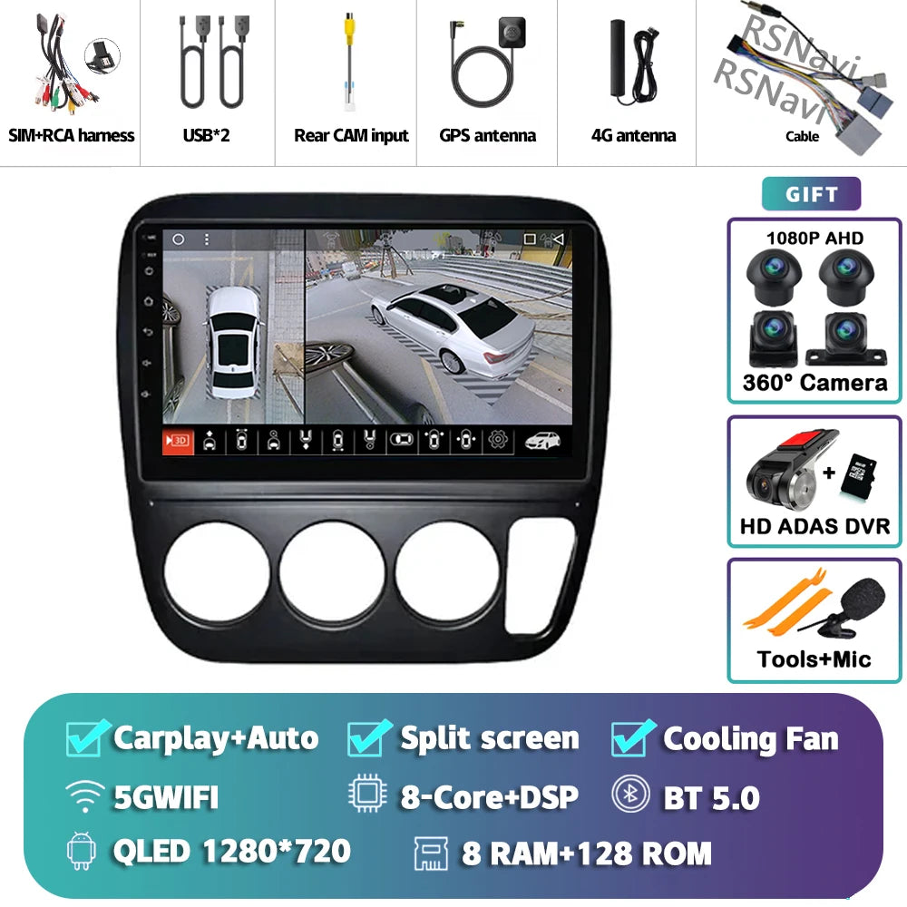 Android 14 Carplay Auto Car Radio For Honda CRV CR-V 1997-2001 Multimedia Video Player GPS Navigation Autoradio Stereo 2 Din DSP