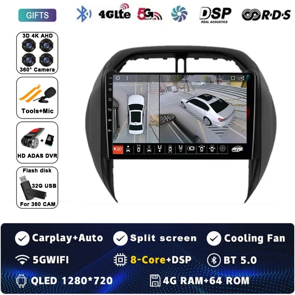 Android 15 Auto Radio For Toyota RAV4 RAV 4 2003 2004 2005 DSP Carplay GPS Navigation Multimedia Video Player Stereo 2din DVD