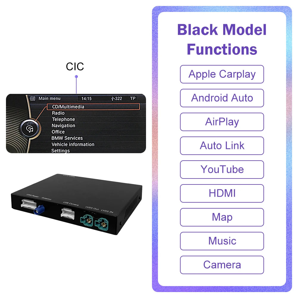 Road Top Wireless CarPlay for BMW 5 Series F10 F11 F07 7 Series F01 F02 F03 F04 Android AutoMirror Link AirPlay Camera View