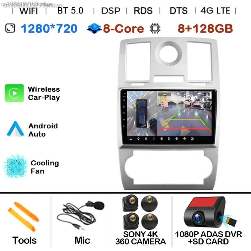 Android 14 For Chrysler 300/300C 2004-2011 Car Radio Stereo Wifi Navi Multimedia Video Player Autoradio 2Din 9in GPS Navi Maps