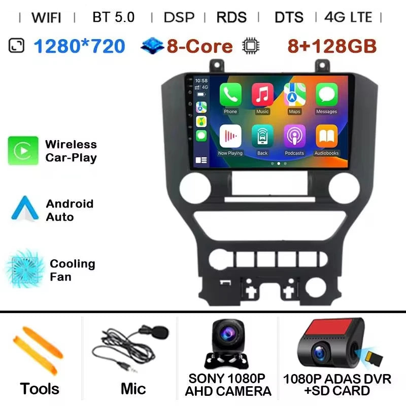 Android 14 9'' Car Radio For Ford Mustang 6 VI S550 2014 - 2021 Auto Carplay Multimedia Vedio player Navigation GPS 4G WIFI GPS