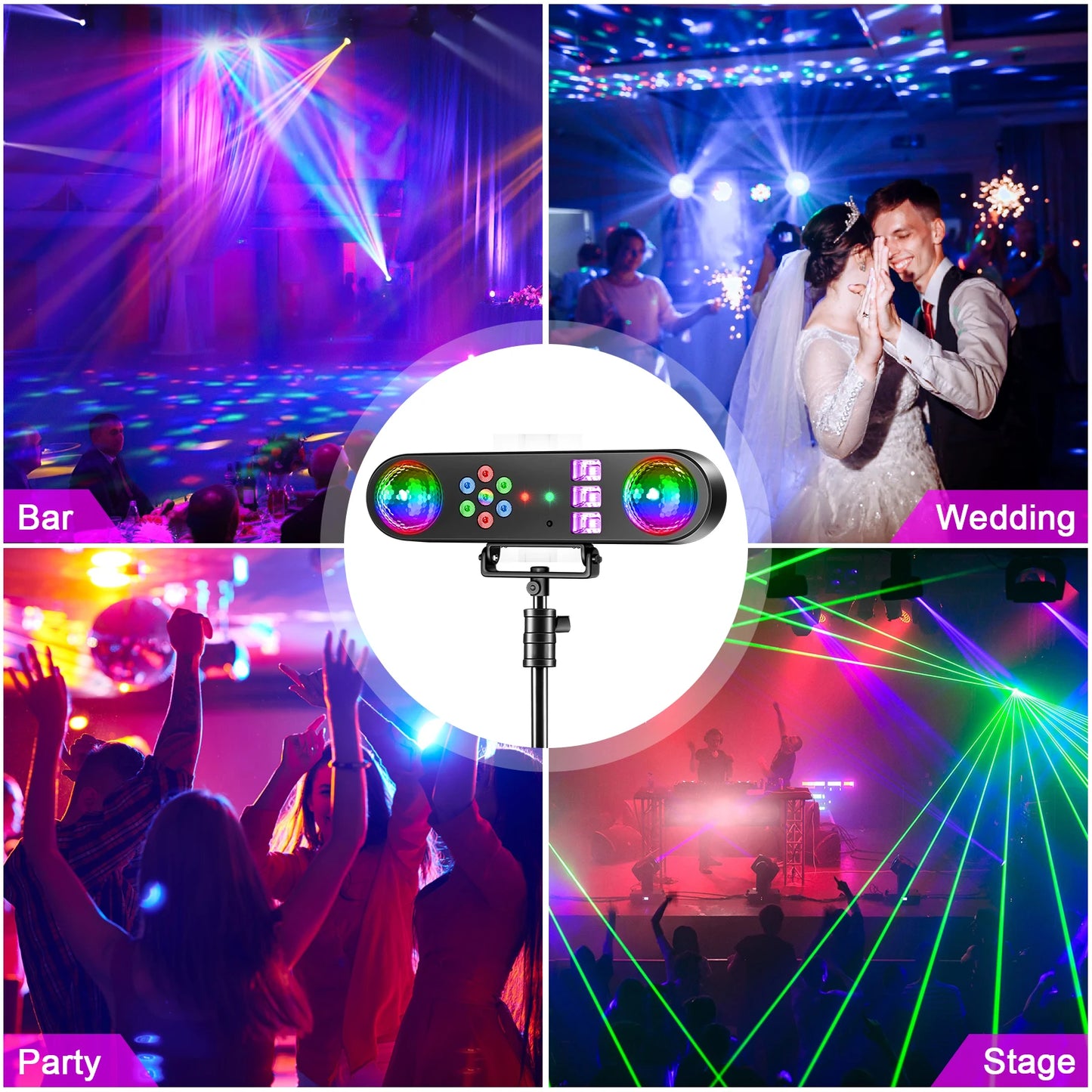 U`King 30W Mini Stage Disco Light Rotating Magic Ball Light With Bracket Remote Control Stage Lighting For KTV Christmas Party