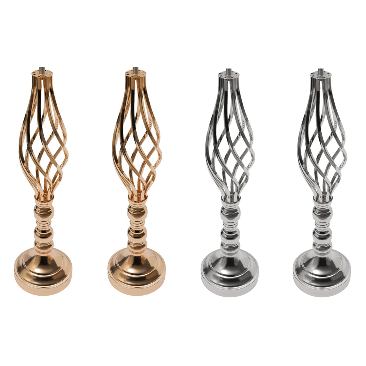 10pcs Crystal Flower Stand Wedding Centerpiece Crystal Metal Flower Vase for Reception Tables Wedding Supplies Gold/Silver