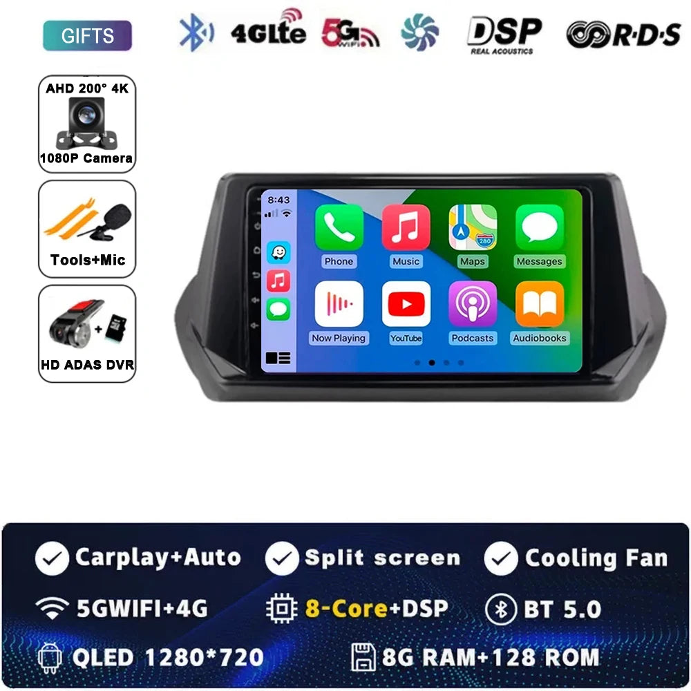 Android 15 Carplay Auto For Peugeot 2008 208 2019 2020 2021 2022 Car Radio Multimedia Video Player Navigation GPS No 2Din 2 Din