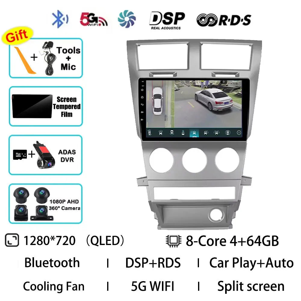 Android 15 Car Radio For Dodge Avenger JS 2007 - 2010 For Dodge Nitro 2006 - 2011 Multimedia Stereo Player NAVI DSP GPS QLED RDS