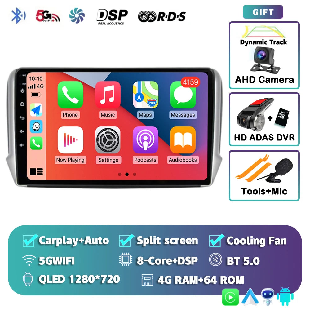 Android 14 For Peugeot 2008 208 2012-2018 Car Radio Multimedia Player Navigation GPS Wireless Carplay Android Auto Stereo 2Din