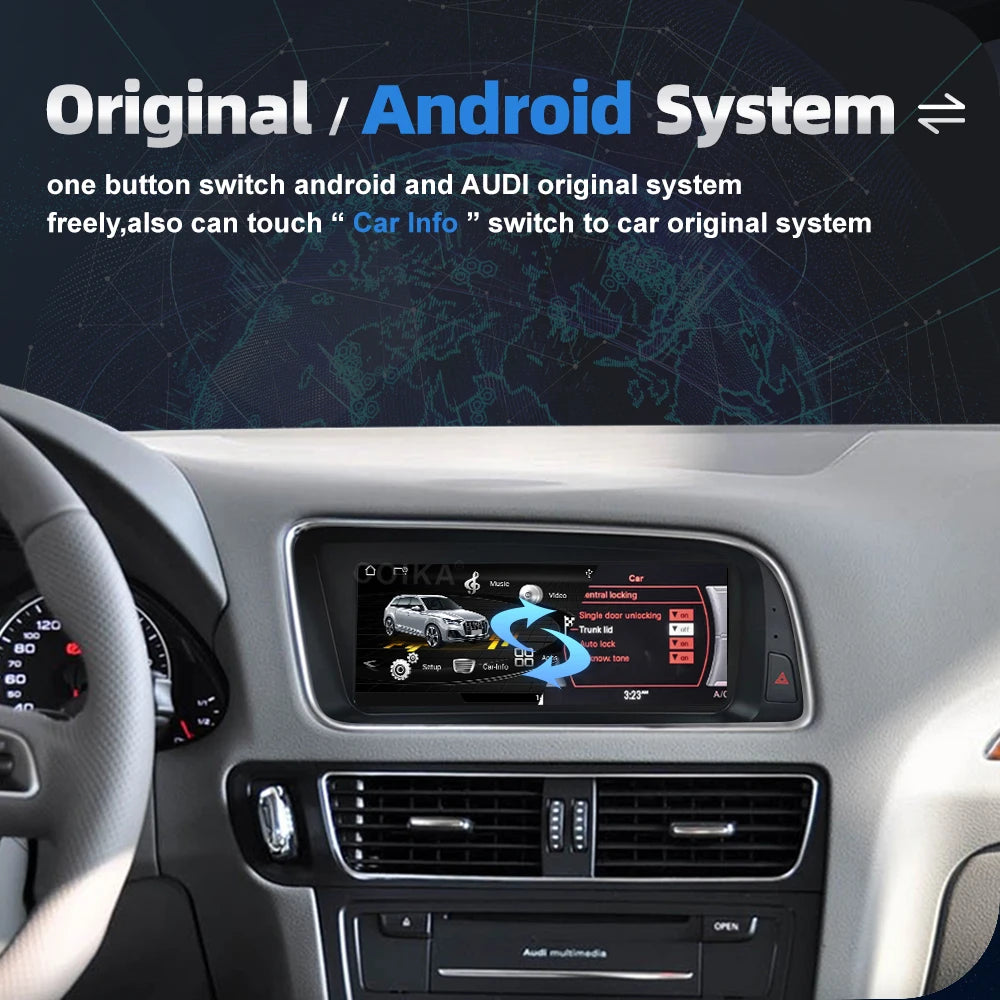 8.8 Inch Android 14 Carplay Screen For Audi Q5 2009-2016 BT GPS Navigation Radio WIFI SIM Auto Car Multimedia Stereo