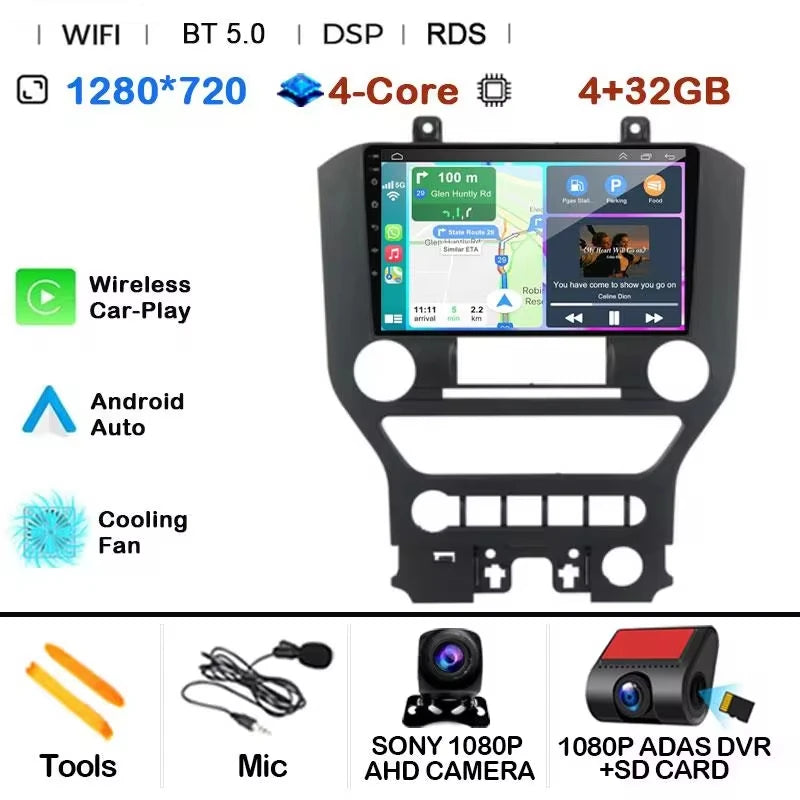 Android 14 9'' Car Radio For Ford Mustang 6 VI S550 2014 - 2021 Auto Carplay Multimedia Vedio player Navigation GPS 4G WIFI GPS
