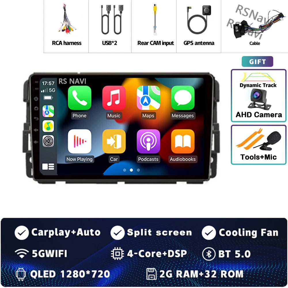 Android 14 Carplay Car Radio for Chevrolet Silverado Impala GMC Yukon Acadia Sierra Multimedia Video Player Navigation Stereo BT
