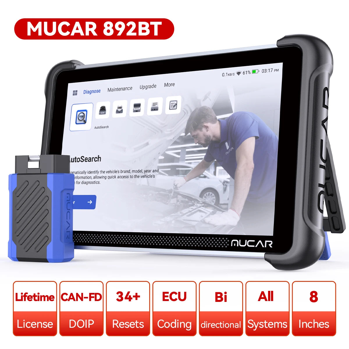 MUCAR 892BT Professional Diagnostic Tools CANFD DOIP ECU Coding 34 Resets Lifetime Free Update Full System OBD2 Scanner VS 689BT