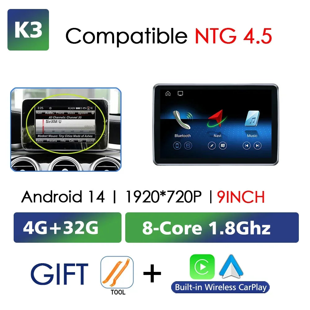 Android 14 Auto Carplay Touch Screen For Mercedes Benz ML GL W166 X166 2011-2015 Car Video Radio GPS Navigation Stereo 4G WIFI