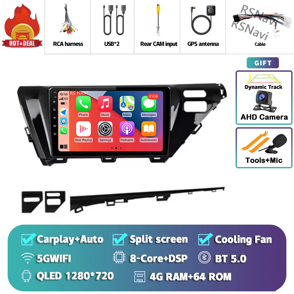Android 14 Carplay Auto Car Radio For Toyota Camry 8 XV 70 2017 2018 2019 2020 Navigation Video Player Multimedia Stereo DSP GPS