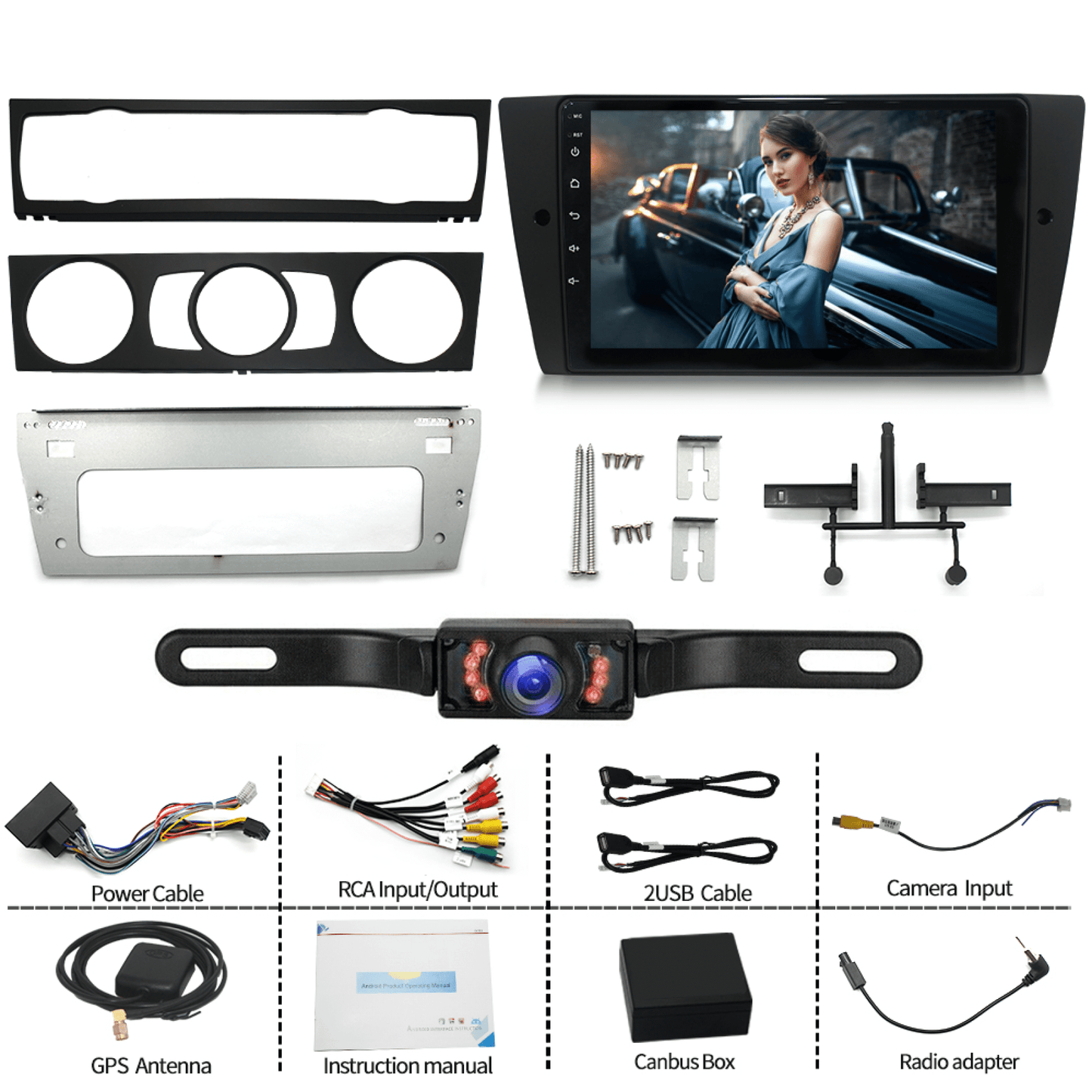BMW Zcargel For BMW 3 Series 325i 328i 335i 323i 330i 2005-2011 Radio, Android 12 Car Stereo Radio 9'' Touch Screen Car Audio with GPS Navigation Bluetooth Head Unit Supports Backup Camera WiFi FM Canbus