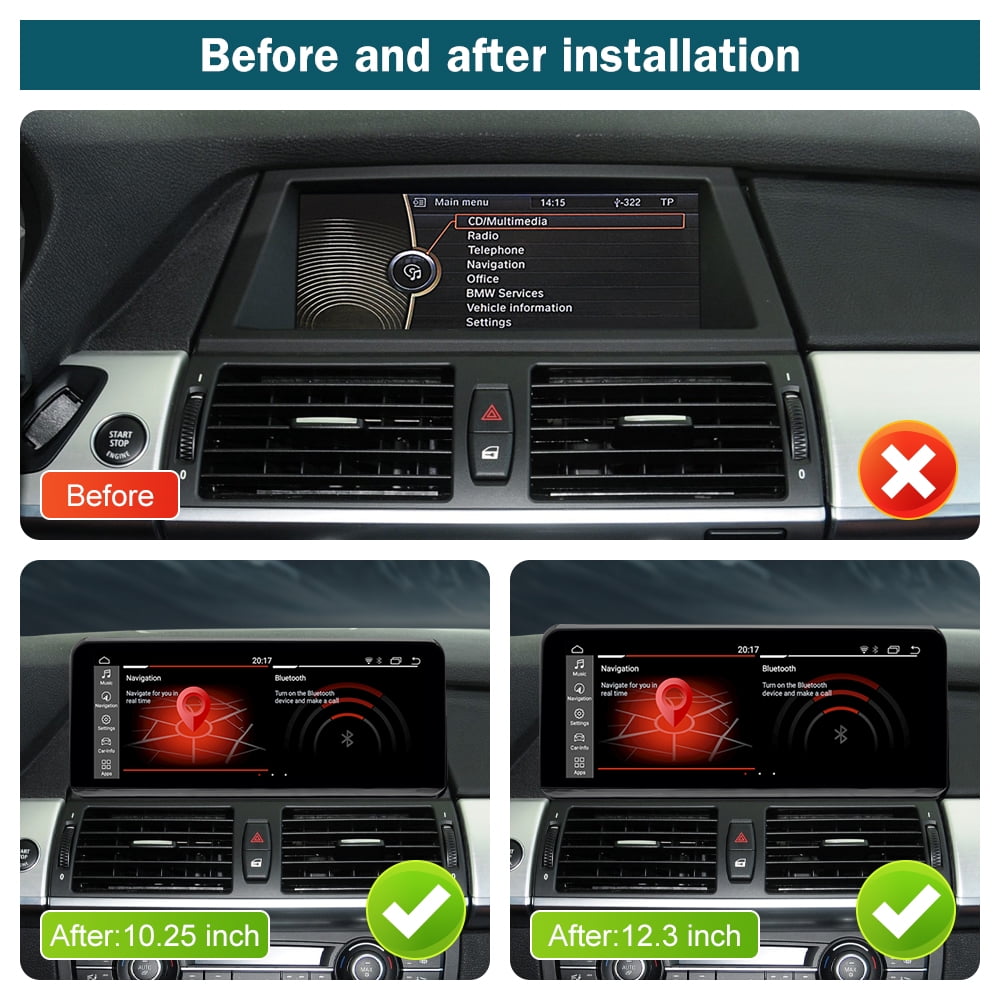 BMW Road Top Android 13 10.25 Inch Car Touchscreen Wireless CarPlay Android Auto for BMW X5 X6 Series E70/E71 2009-2013 Year with CIC System, Car Stereo Multimedia Radio Receiver