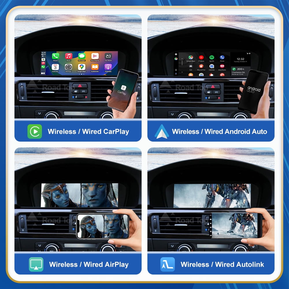 BMW Road Top 12.3 inch Touchscreen Car Stereo for BMW 3 Series E90 E91 E92 E93 2009-2011 With CIC System Wireless Carplay Android Auto Multimedia Car Radio Receiver