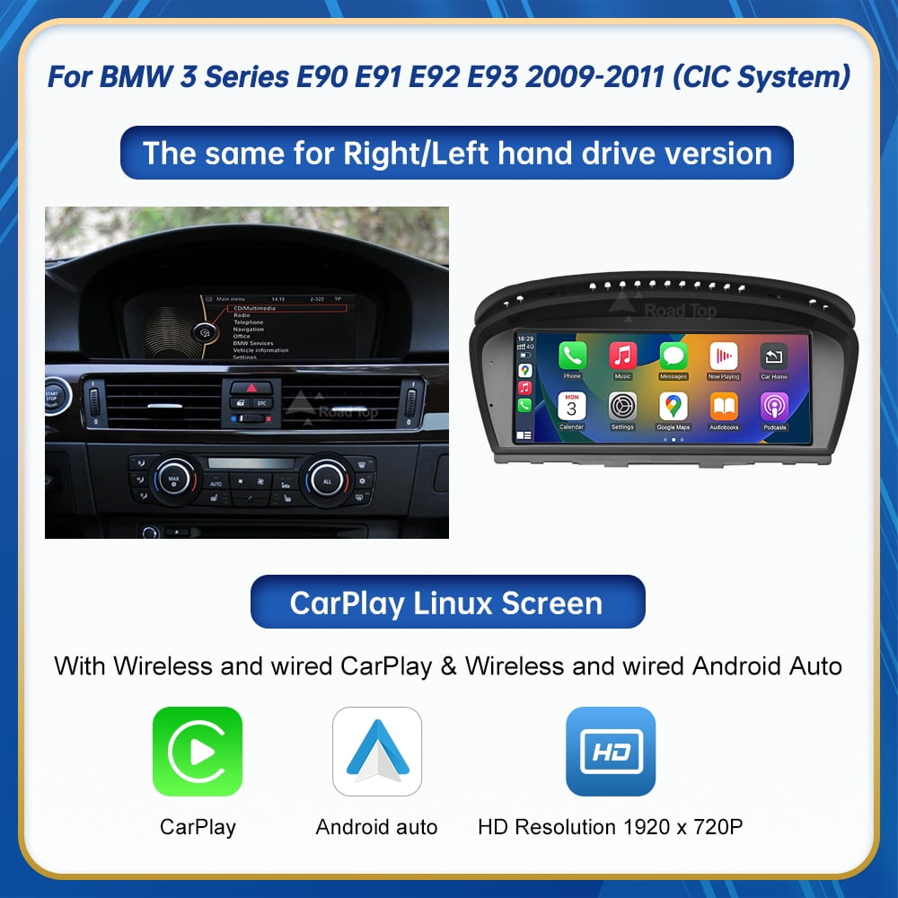 BMW Road Top 12.3 inch Touchscreen Car Stereo for BMW 3 Series E90 E91 E92 E93 2009-2011 With CIC System Wireless Carplay Android Auto Multimedia Car Radio Receiver