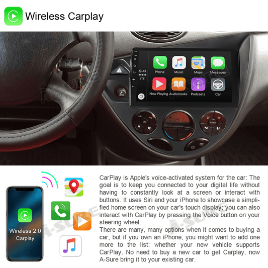 9'' Car Stereo Radio Android 12 CarPlay for Ford Focus 1998-2003 GPS Navi 4+64G