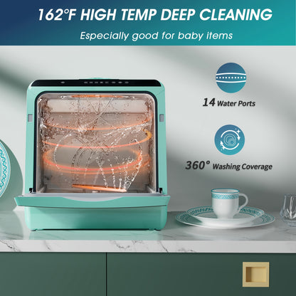 Multi-functional Countertop Dishwasher, 5 Wash Programs Mini Portable Dishwasher With 5-liter Buil