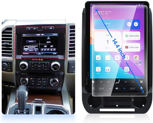 14.4 Inch Vertical Screen Car Radio for Ford Raptor F150 2015-2022 Android Auto Stereo Receiver Multimedia Player GPS Navigation Head Unit Tape Recorder (SYNC2)