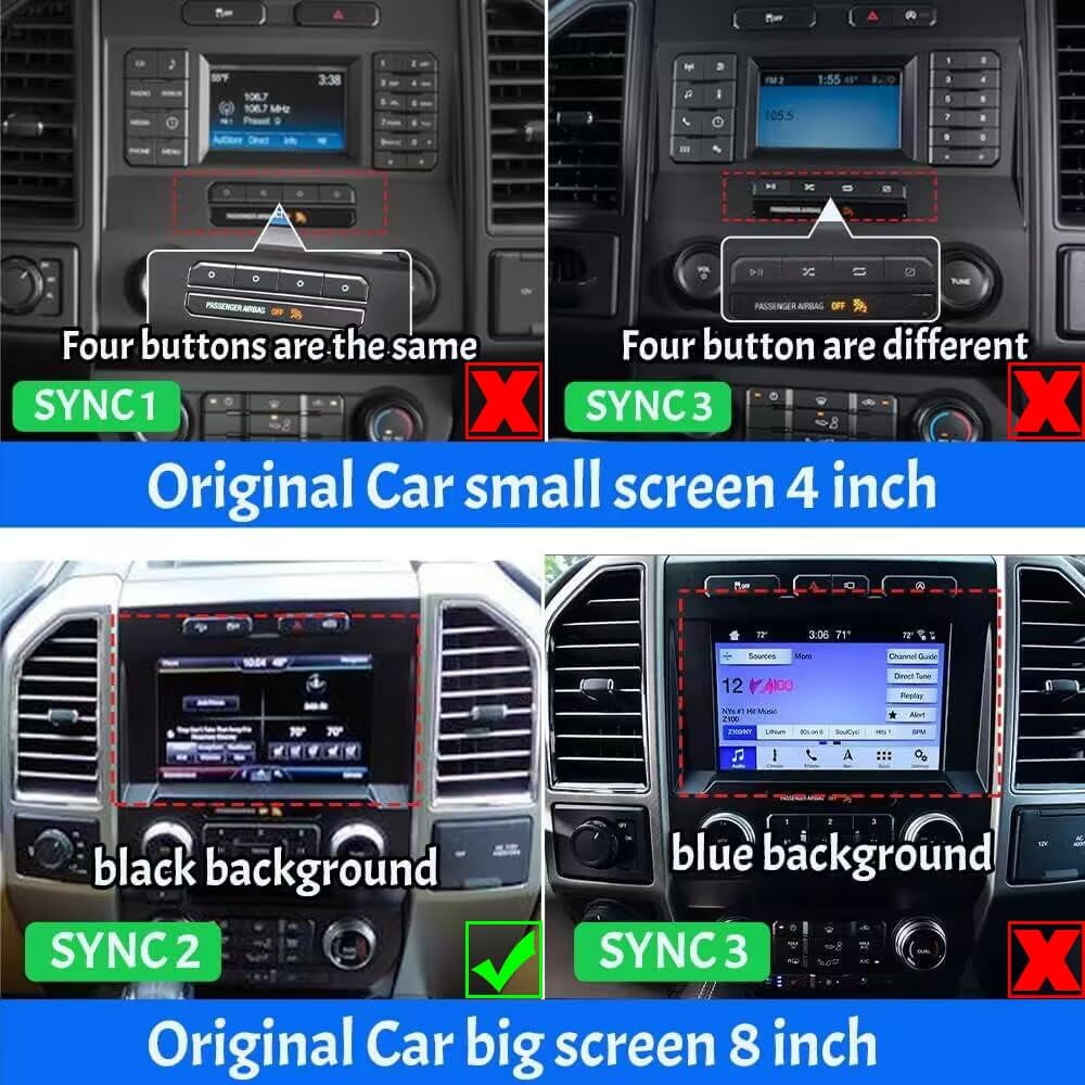 14.4 Inch Vertical Screen Car Radio for Ford Raptor F150 2015-2022 Android Auto Stereo Receiver Multimedia Player GPS Navigation Head Unit Tape Recorder (SYNC2)