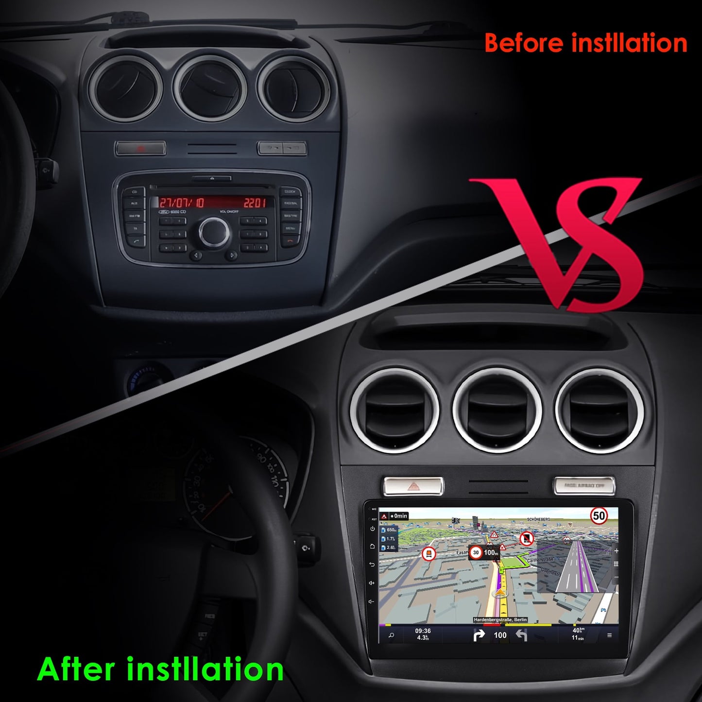 Android Auto Apple Carplay 2+32GB Bluetooth Wifi RDS Car Stereo Radio Head Unit Multimedia GPS Navigation Player For Ford Transit Tourneo Connect 2010 2011 2012 2013 2014