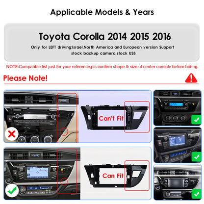Toyota Android Head Unit   For Toyota Corolla 2014 2015 2016 Android 12 Carplay 32GB Car Stereo Radio GPS Navigation Head Unit Player