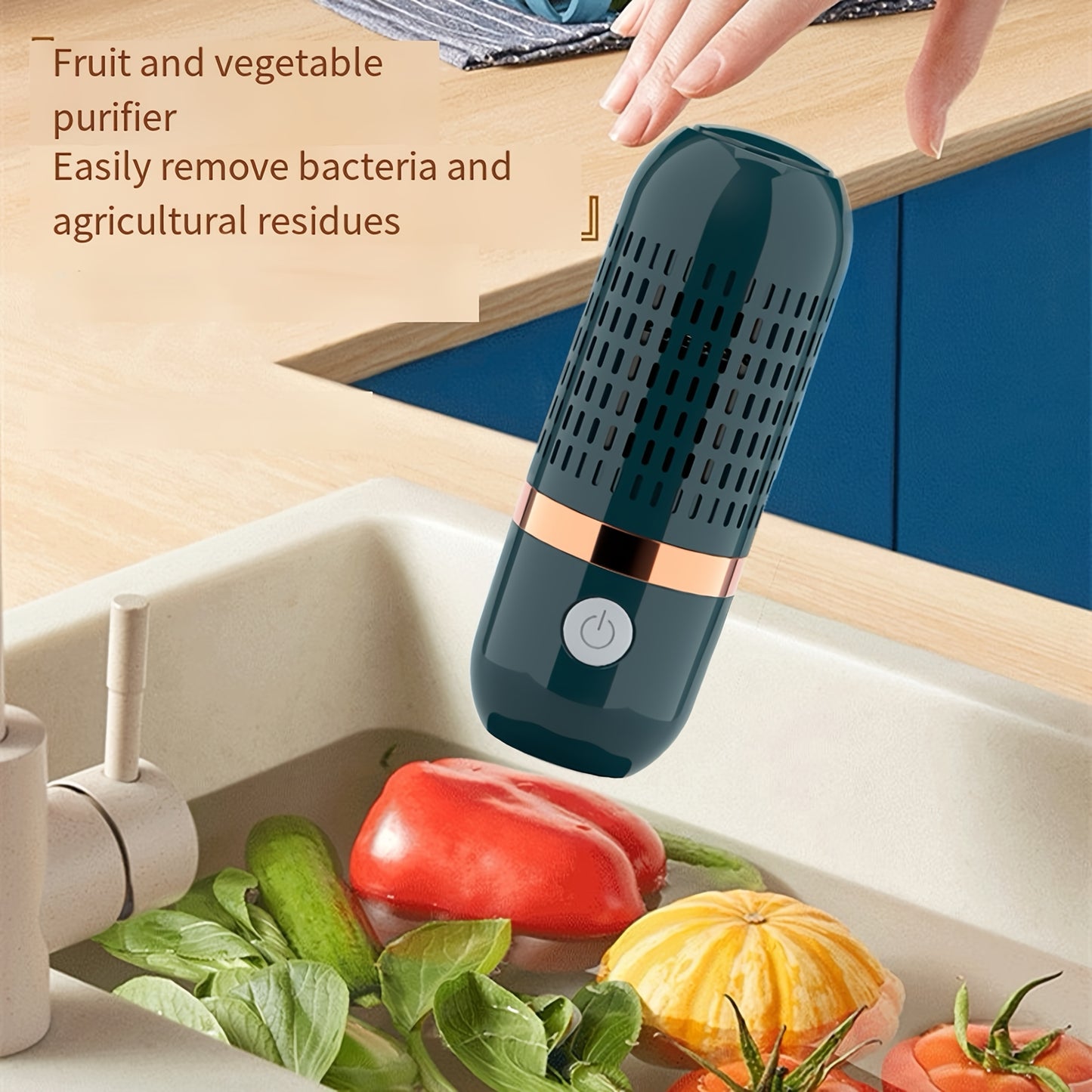Ultrasonic Fruit and Vegetable Purifier, USB Rechargeable 3000mAh Lithium Battery, ABS Material, ≤