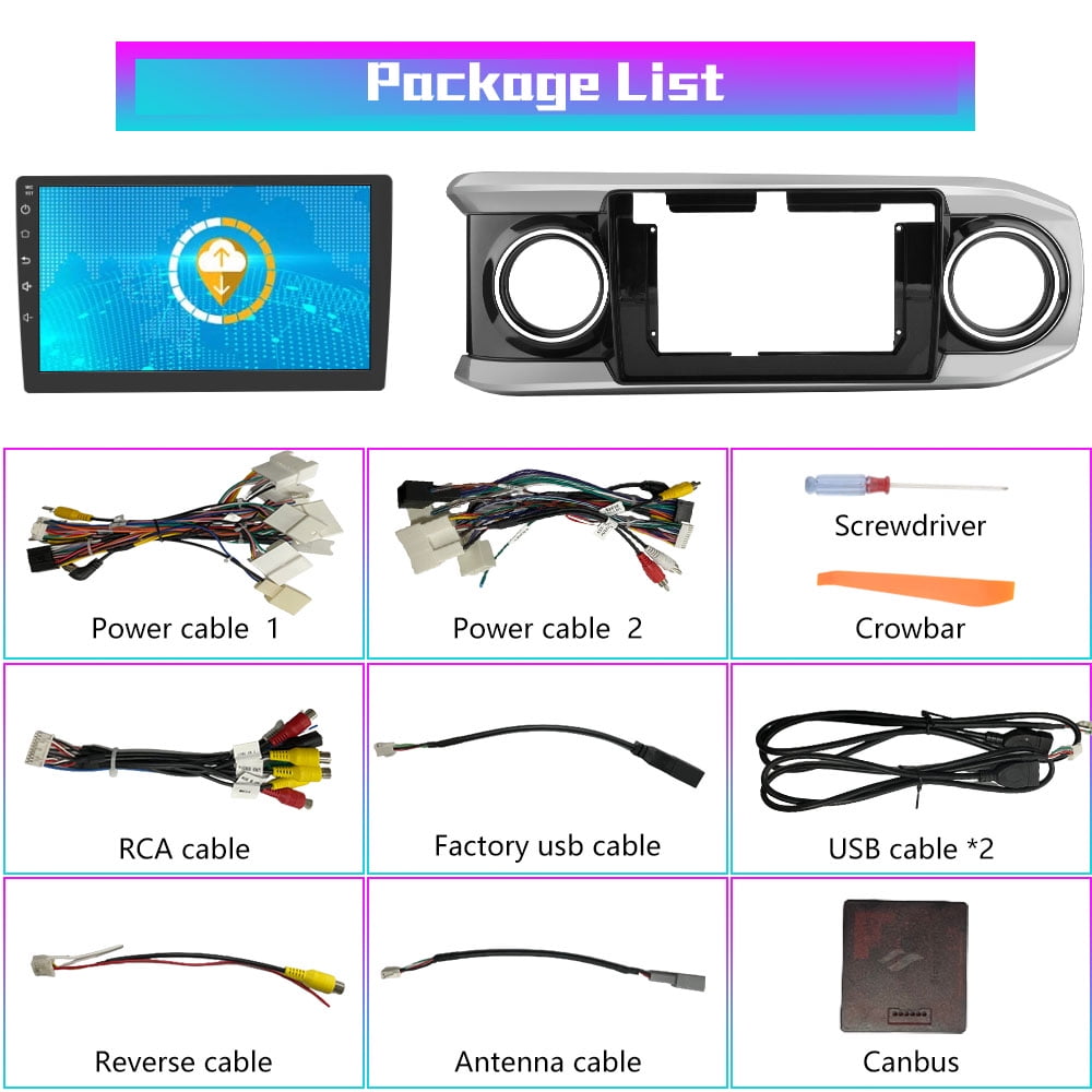 Toyota Android Head Unit   AWESAFE Android Car Stereo for Toyota Tacoma 2016-2021, 12-inch Touch Screen Head Unit with Wired Android Auto, Bluetooth, GPS Navigation