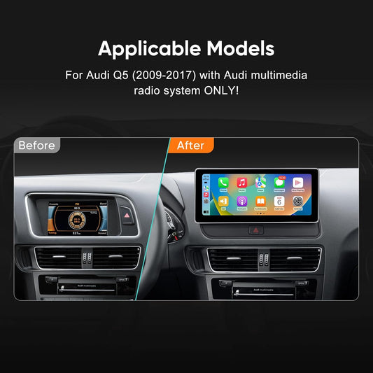 10.25 inch Touch Screen for Audi Q5 Multimedia (2009-2017) Apple CarPlay Android Auto Upgrade Fatory Car Radio Retain Original Stereo System