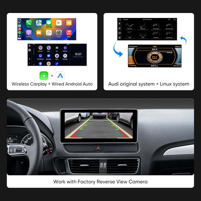 10.25 inch Touch Screen for Audi Q5 Multimedia (2009-2017) Apple CarPlay Android Auto Upgrade Fatory Car Radio Retain Original Stereo System