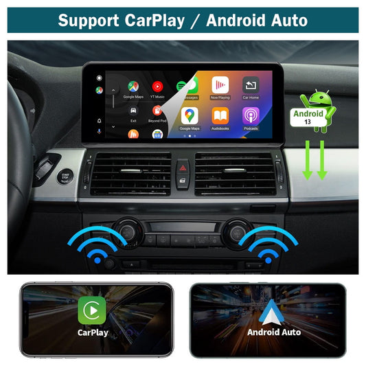 BMW     Road Top Android 13 10.25 Inch Car Touchscreen Wireless CarPlay Android Auto for BMW X5 X6 Series E70/E71 2009-2013 Year with CIC System, Car Stereo Multimedia Radio Receiver