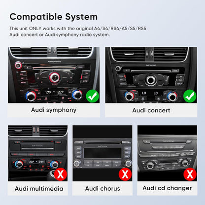 10.25 inch Touch Screen for Audi A4 A5 S4 S5 RS4 RS5 Concert/Symphony (2009-2016), Built-in Android Auto CarPlay Bluetooth Upgrade Factory Car Radio Retain Original Stereo Amplifier System