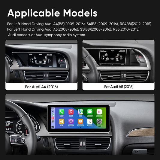 10.25 inch Touch Screen for Audi A4 A5 S4 S5 RS4 RS5 Concert/Symphony (2009-2016), Built-in Android Auto CarPlay Bluetooth Upgrade Factory Car Radio Retain Original Stereo Amplifier System